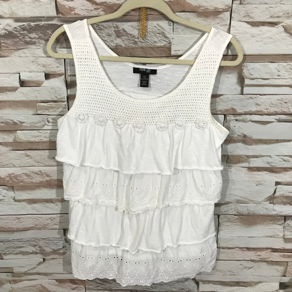Style & Co. White Top Blouse Sz PS (E03)